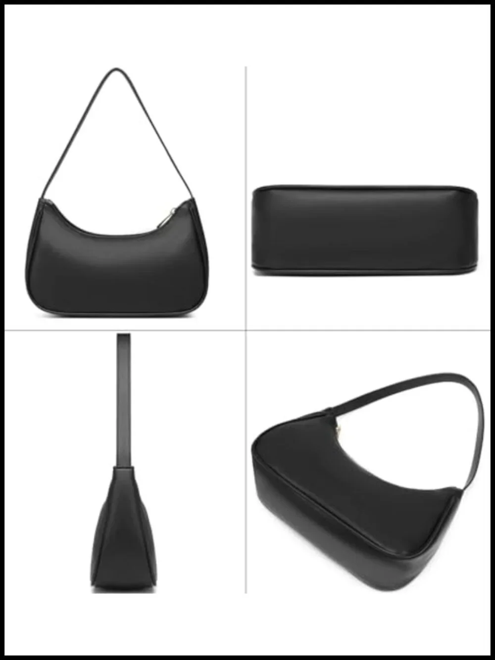 Vegan Leather Hobo Sling Tote Handbag with Zipper Closure